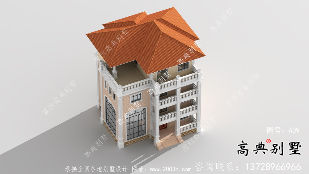 農村復式三層別墅簡歐戶型設計圖紙