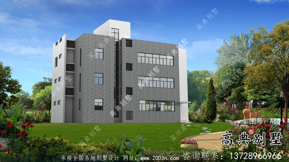 四層簡歐鄉村自建房別墅設計效果圖紙