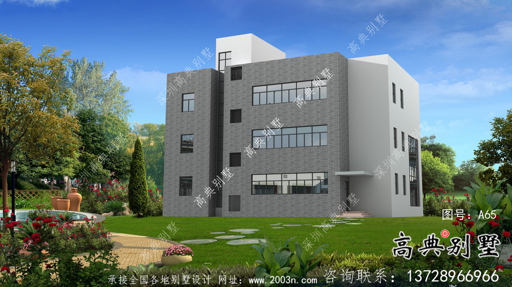 四層簡歐鄉村自建房別墅設計效果圖紙