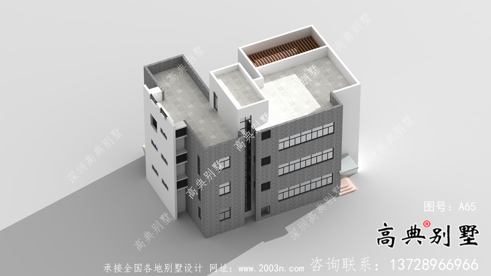 四層簡歐鄉村自建房別墅設計效果圖紙