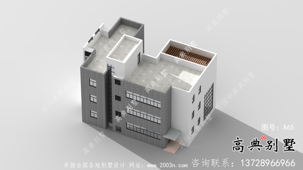 四層簡歐鄉村自建房別墅設計效果圖紙