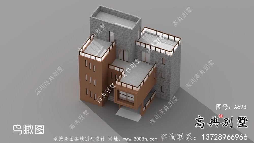 現代風格四層別墅外觀效果圖大全