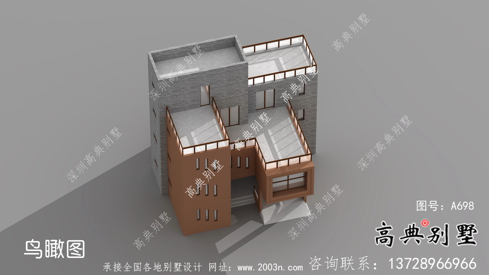 現代風格四層別墅外觀效果圖大全