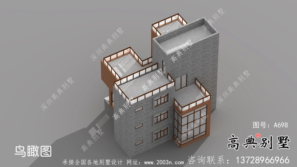現代風格四層別墅外觀效果圖大全