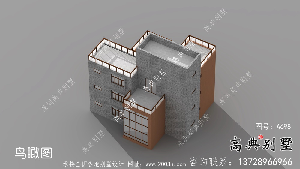 現代風格四層別墅外觀效果圖大全