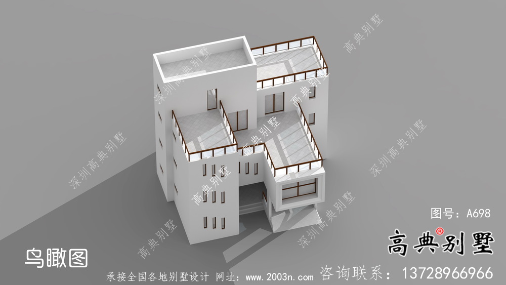 現代風格四層別墅外觀效果圖大全