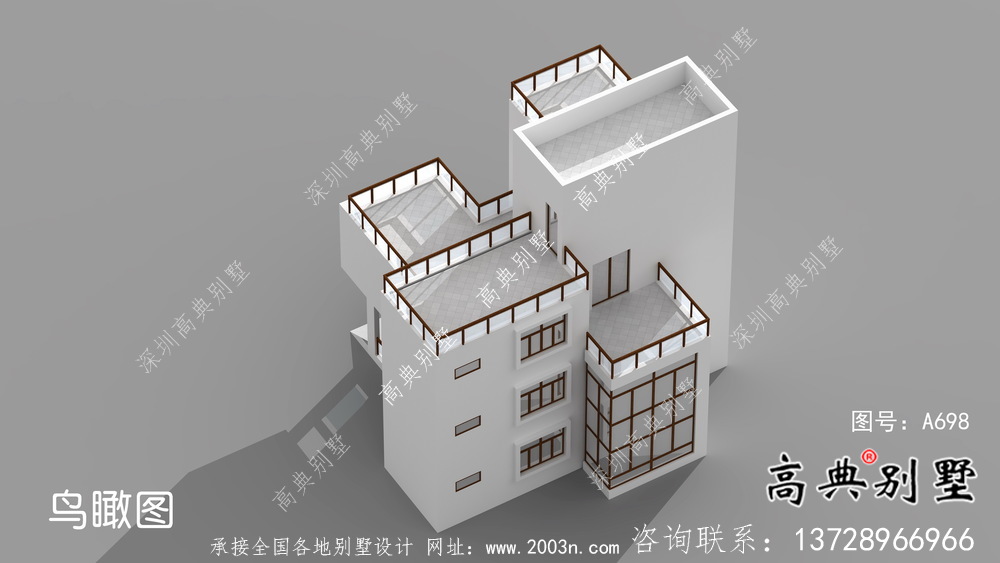 現代風格四層別墅外觀效果圖大全