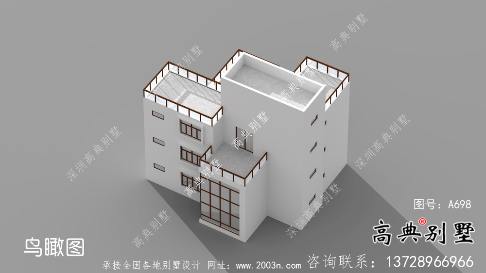 現代風格四層別墅外觀效果圖大全