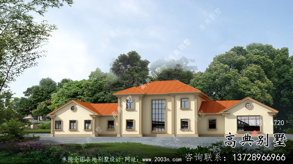 歐式二層別墅墅設計實際效果工程圖紙