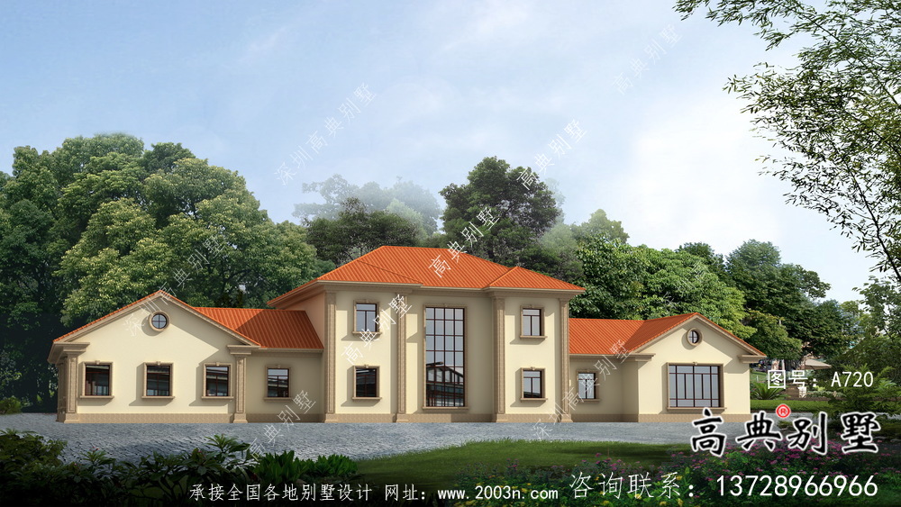 歐式二層別墅墅設計實際效果工程圖紙
