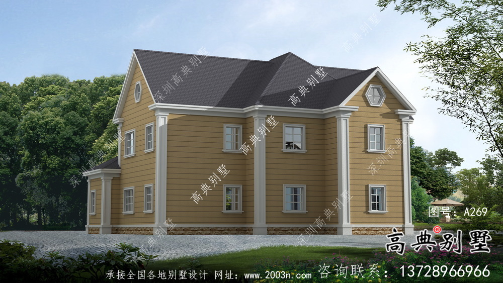 美式經濟實用的農村兩層住宅全套施工圖
