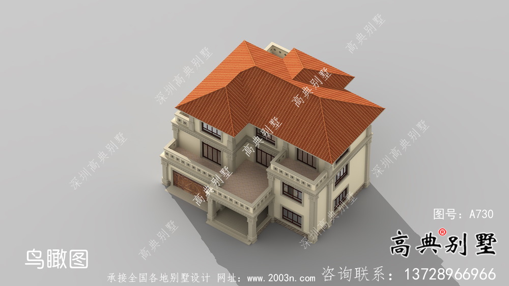 三層簡歐帶車庫農村自建別墅設計效果圖紙