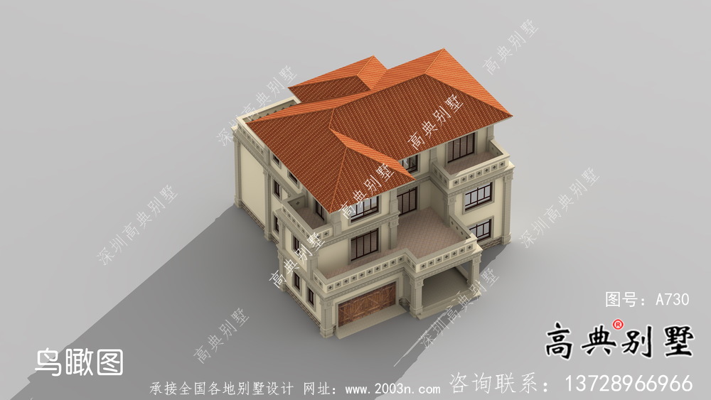 三層簡歐帶車庫農村自建別墅設計效果圖紙