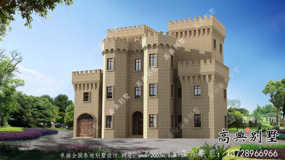 鄉(xiāng)村歐式風(fēng)格，西式城堡別墅四層建筑設(shè)計(jì)圖