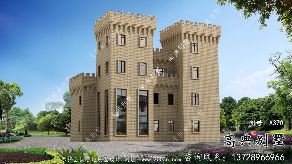 鄉(xiāng)村歐式風(fēng)格，西式城堡別墅四層建筑設(shè)計(jì)圖