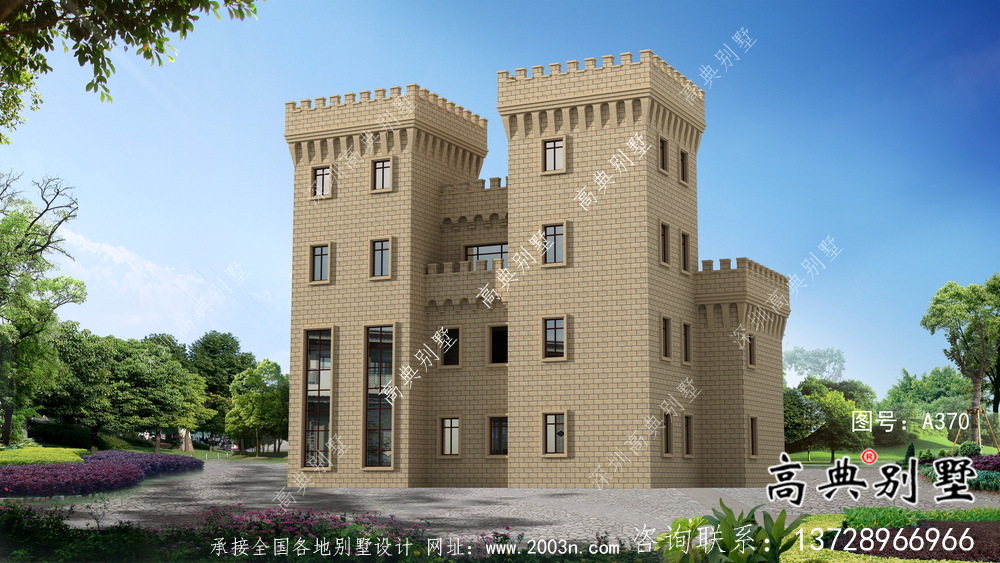 鄉(xiāng)村歐式風(fēng)格，西式城堡別墅四層建筑設(shè)計(jì)圖