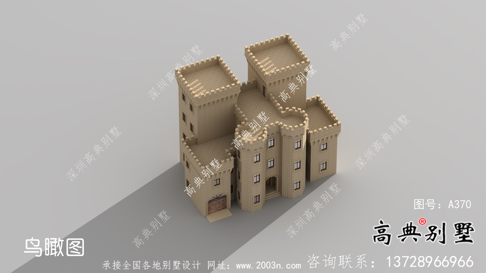 鄉(xiāng)村歐式風(fēng)格，西式城堡別墅四層建筑設(shè)計(jì)圖