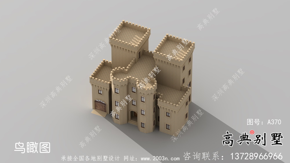 鄉(xiāng)村歐式風(fēng)格，西式城堡別墅四層建筑設(shè)計(jì)圖