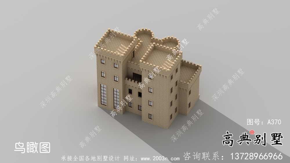 鄉(xiāng)村歐式風(fēng)格，西式城堡別墅四層建筑設(shè)計(jì)圖