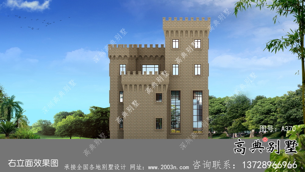 鄉(xiāng)村歐式風(fēng)格，西式城堡別墅四層建筑設(shè)計(jì)圖