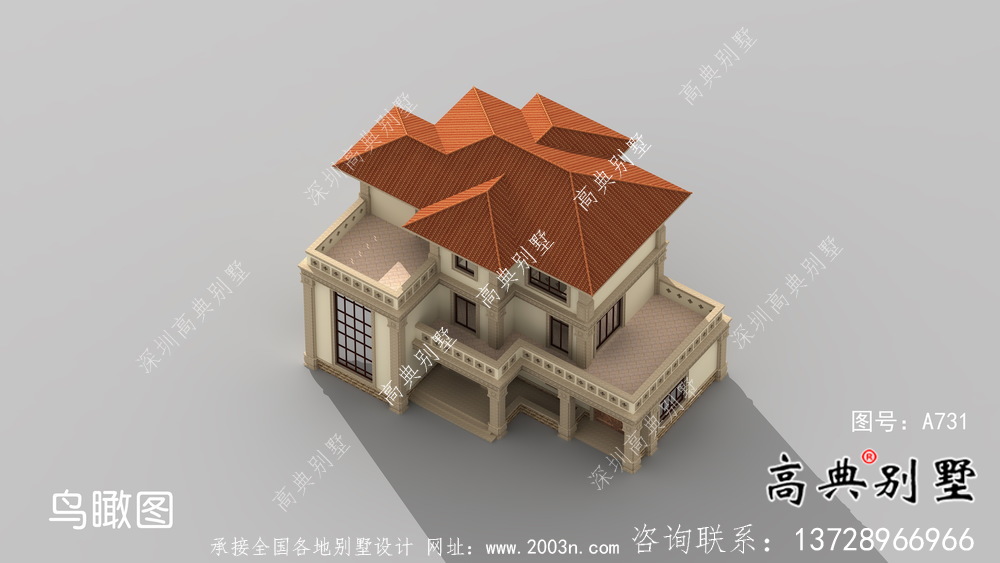 三層簡歐農(nóng)村自建別墅設(shè)計效果圖紙