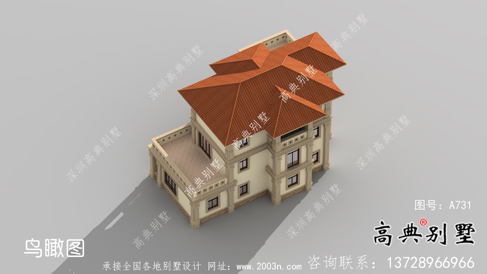 三層簡歐農(nóng)村自建別墅設(shè)計效果圖紙