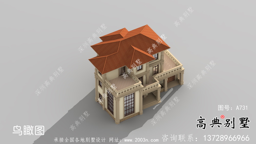 三層簡歐農(nóng)村自建別墅設(shè)計效果圖紙