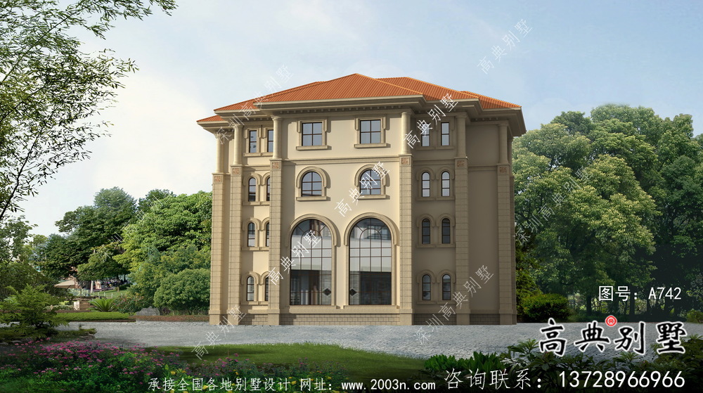 農村四層復式歐式別墅設計施工效果集圖
