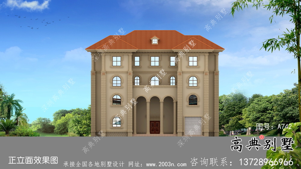 農村四層復式歐式別墅設計施工效果集圖
