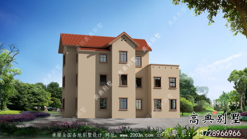 全套農村歐式三層別墅自營住宅設計效果圖紙
