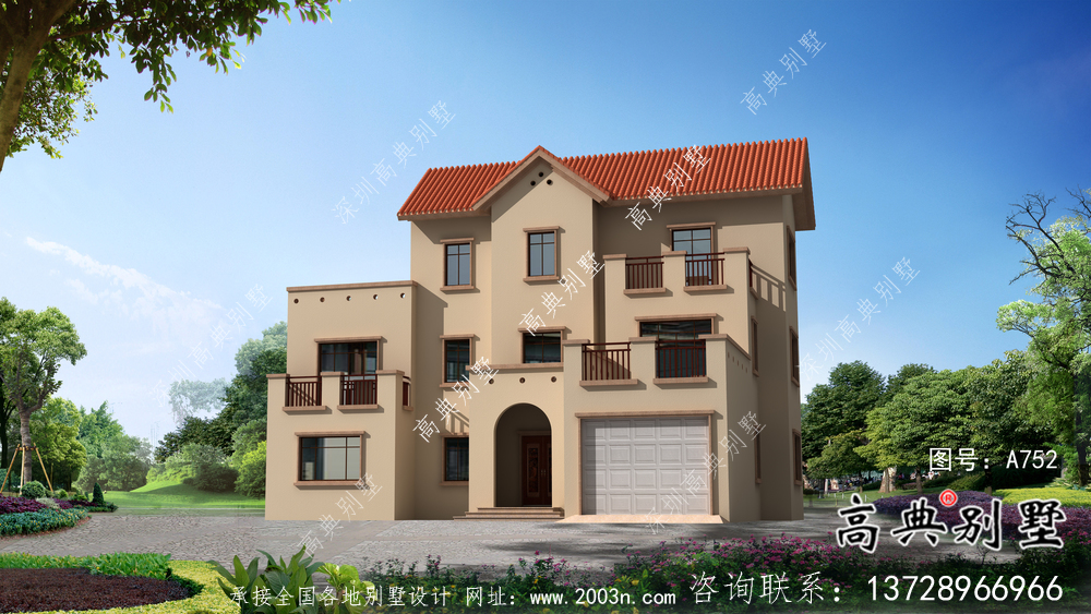 全套農村歐式三層別墅自營住宅設計效果圖紙