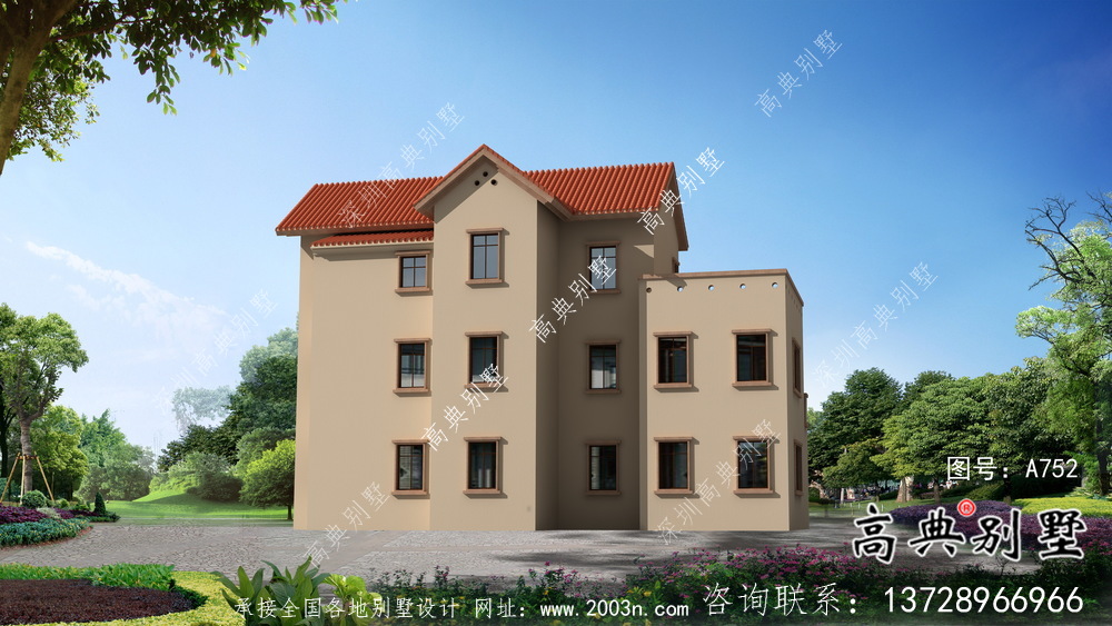 全套農村歐式三層別墅自營住宅設計效果圖紙