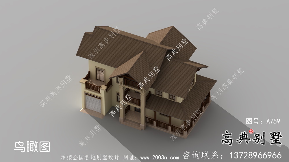 最新農村三層歐式別墅設計效果圖紙