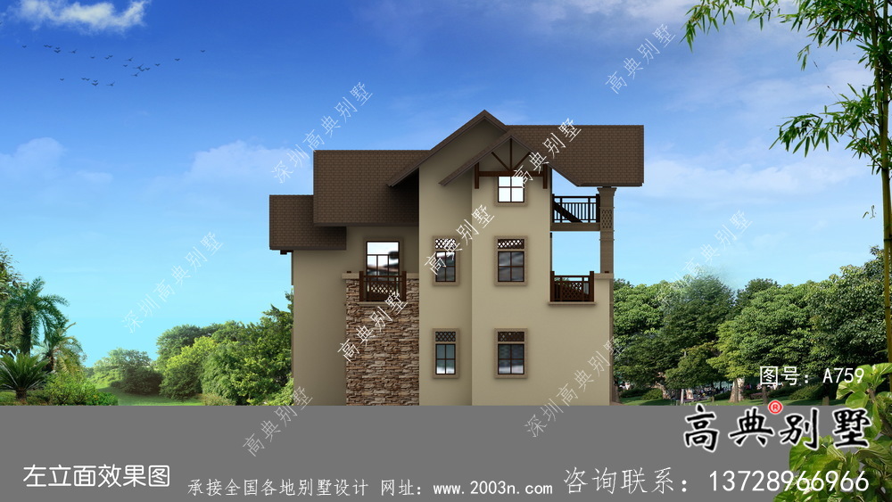 最新農村三層歐式別墅設計效果圖紙