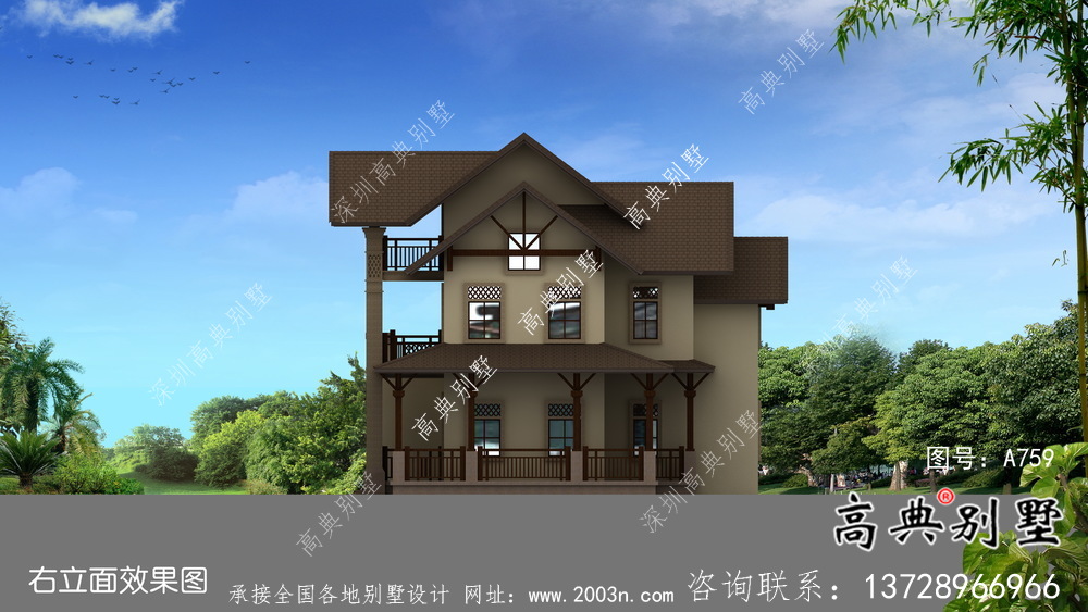 最新農村三層歐式別墅設計效果圖紙