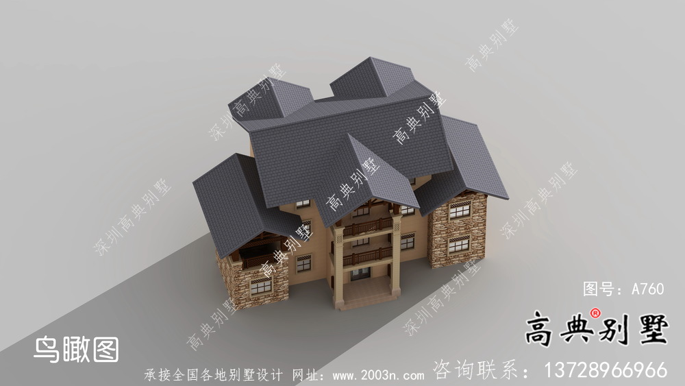 高檔精美三層歐式別墅外觀效果圖