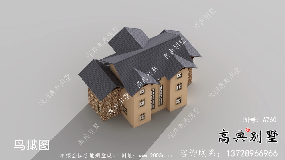 高檔精美三層歐式別墅外觀效果圖