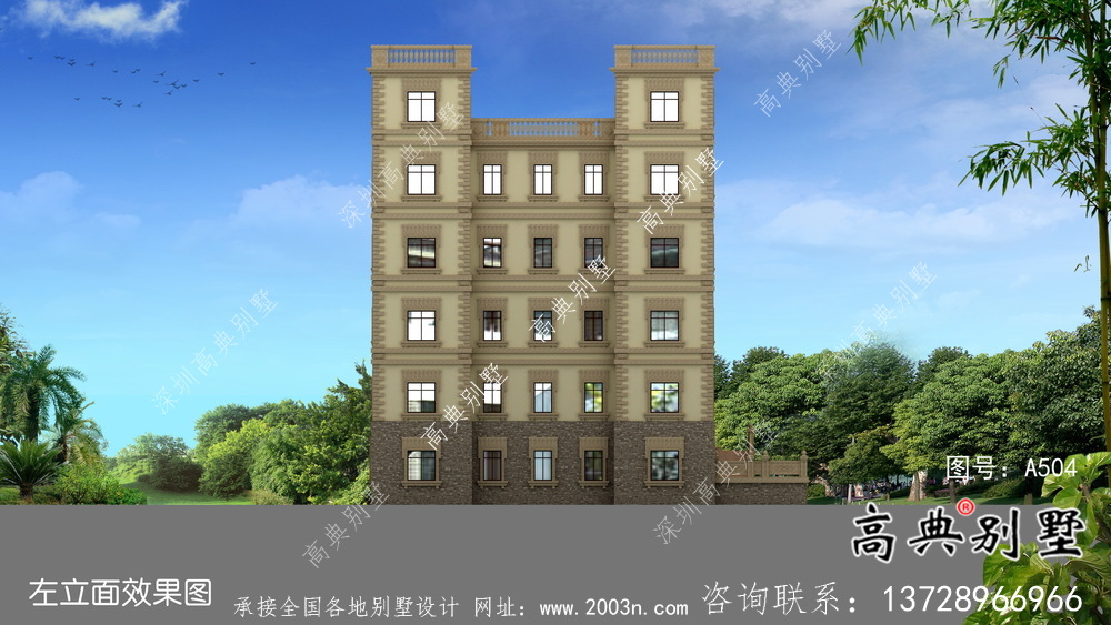 六層豪華大氣法式風格，西式城堡別墅 ，別墅建筑設計
