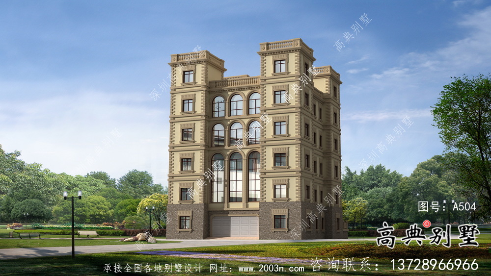 六層豪華大氣法式風格，西式城堡別墅 ，別墅建筑設計