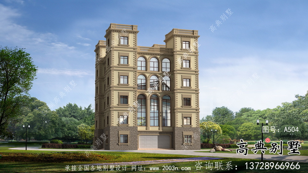 六層豪華大氣法式風格，西式城堡別墅 ，別墅建筑設計