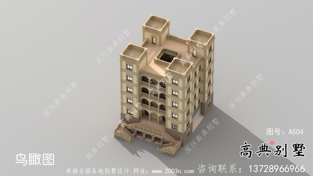 六層豪華大氣法式風格，西式城堡別墅 ，別墅建筑設計