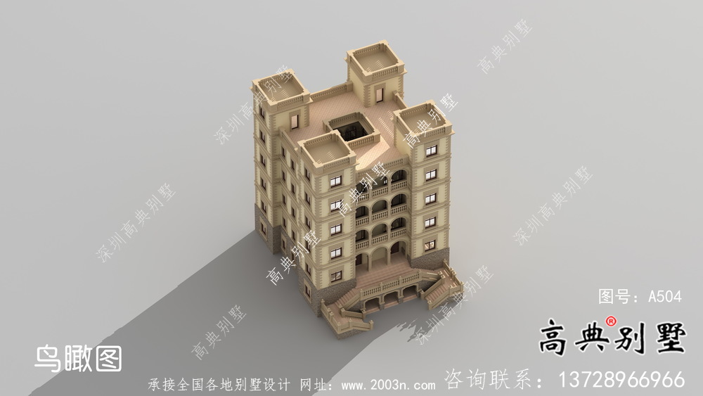 六層豪華大氣法式風格，西式城堡別墅 ，別墅建筑設計