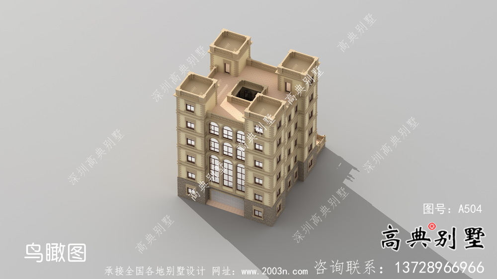 六層豪華大氣法式風格，西式城堡別墅 ，別墅建筑設計