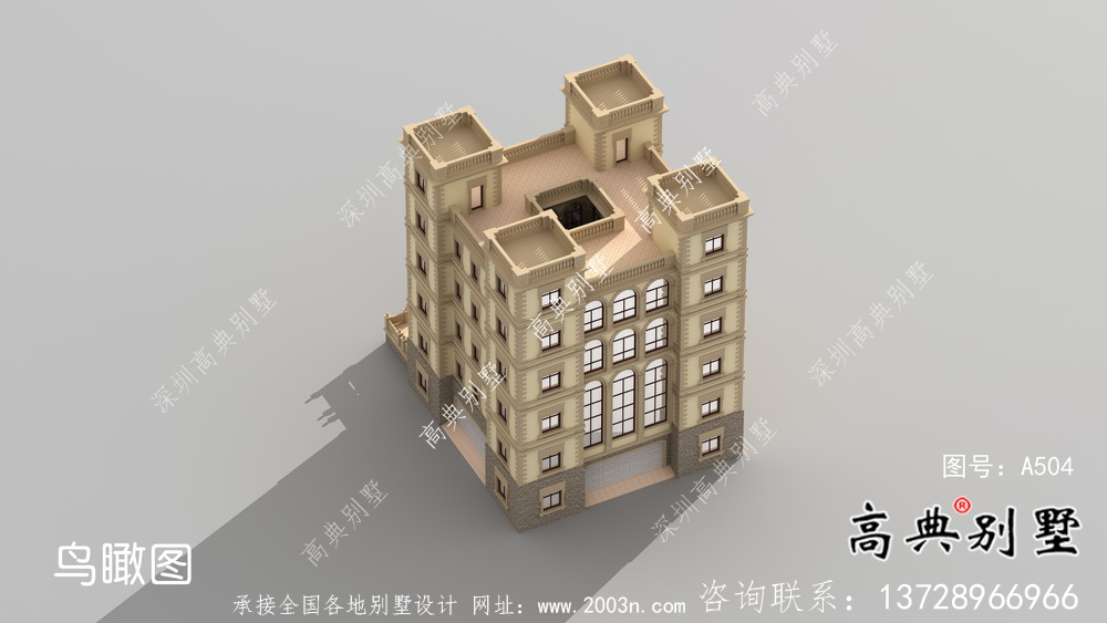 六層豪華大氣法式風格，西式城堡別墅 ，別墅建筑設計