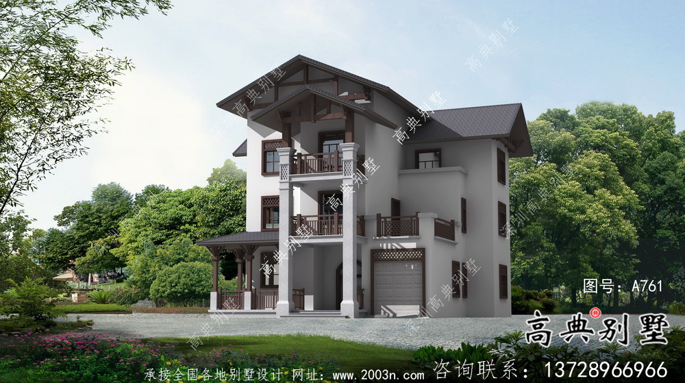 東南亞風格三層別墅設計實際效果工程圖紙