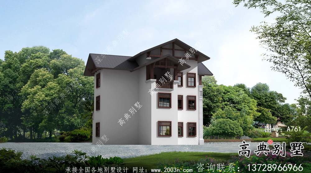 東南亞風格三層別墅設計實際效果工程圖紙