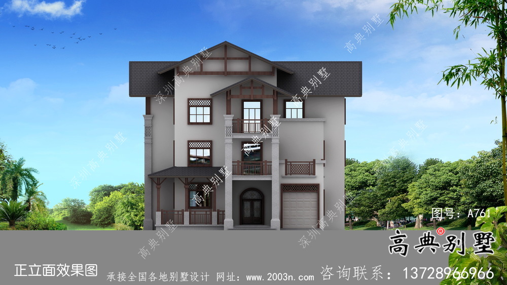 東南亞風格三層別墅設計實際效果工程圖紙