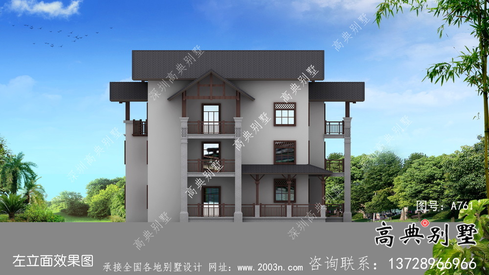 東南亞風格三層別墅設計實際效果工程圖紙