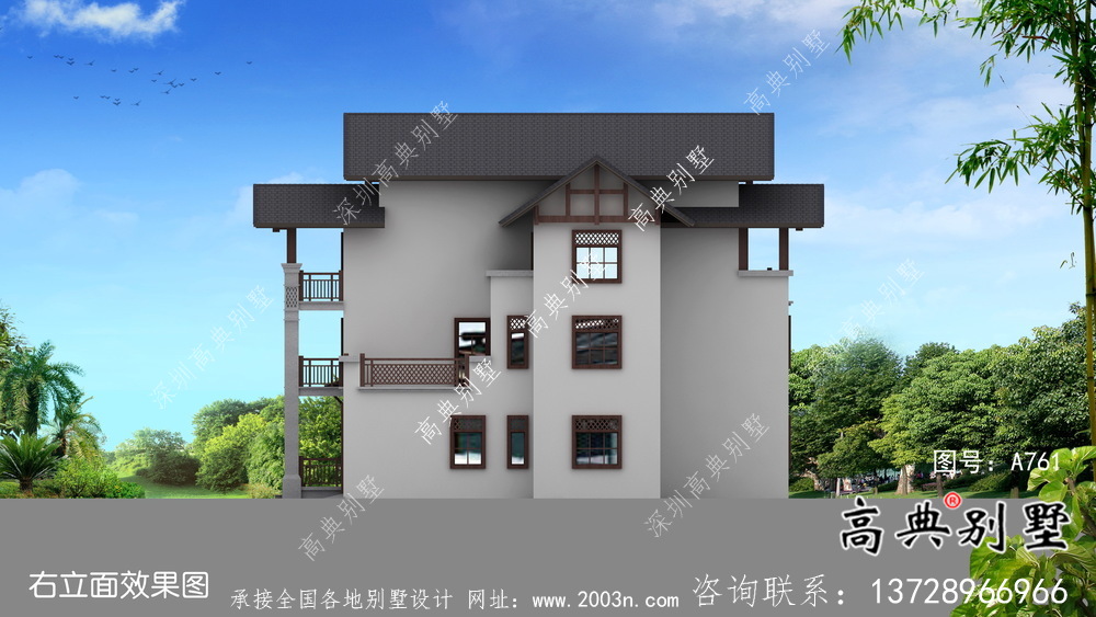東南亞風格三層別墅設計實際效果工程圖紙
