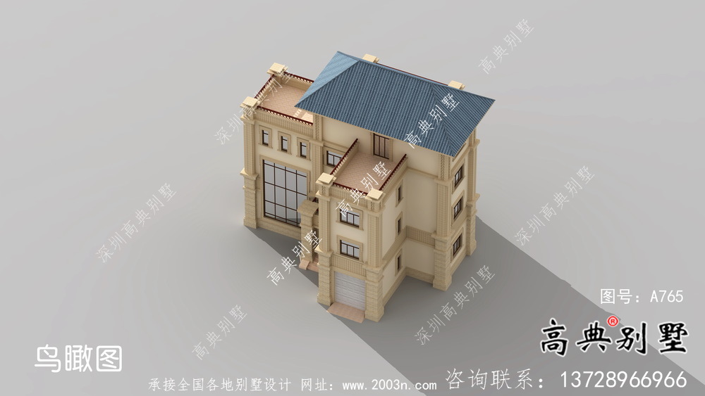 清新四層歐式別墅最新設(shè)計效果圖紙